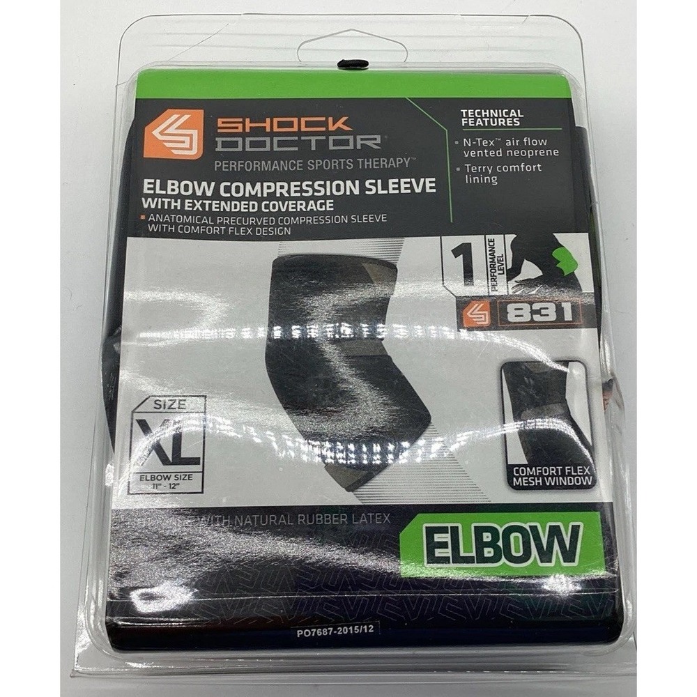 Shock Doctor Elbow Compression Sleeve with Extended Coverage - Size XL